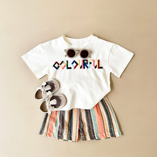 Short sleeved T-Shirt Striped Short Outfit