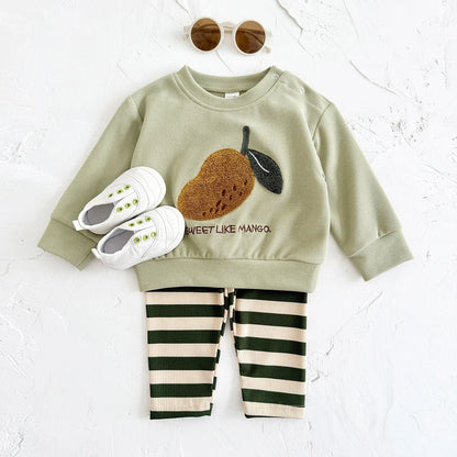 Mango Sweatshirt Striped Pant Set