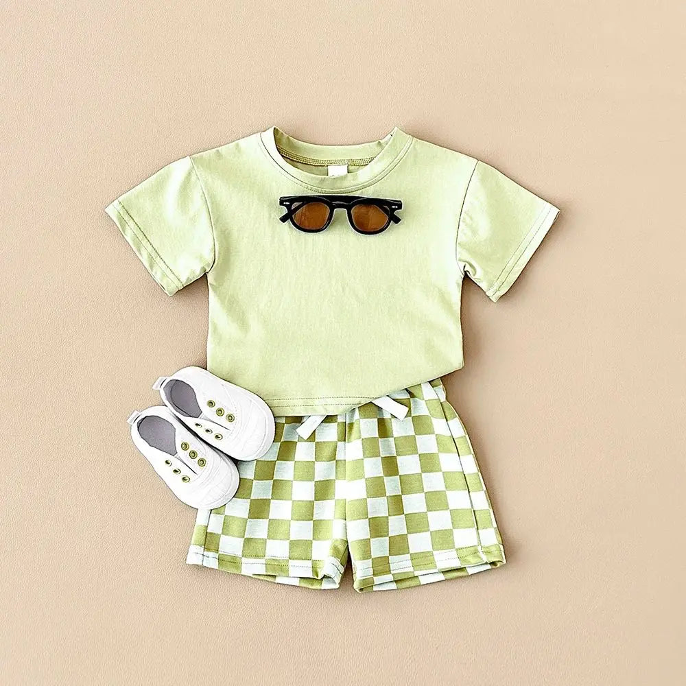 Tee and Plaid Short Set