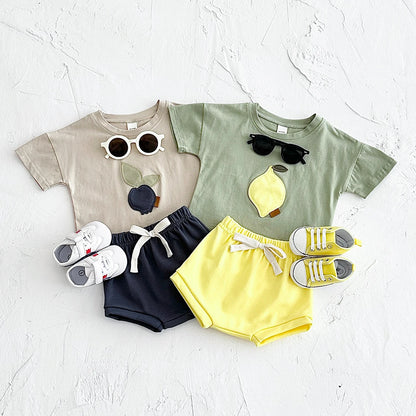 Fruit Print T-shirt and Short Outfit