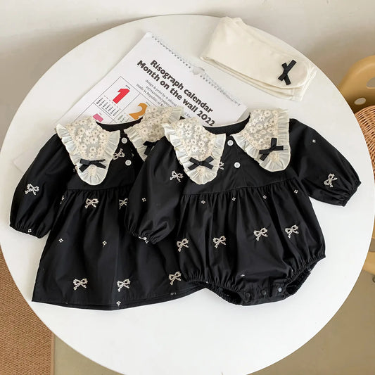 Bow Embroidery Bodysuit Dress