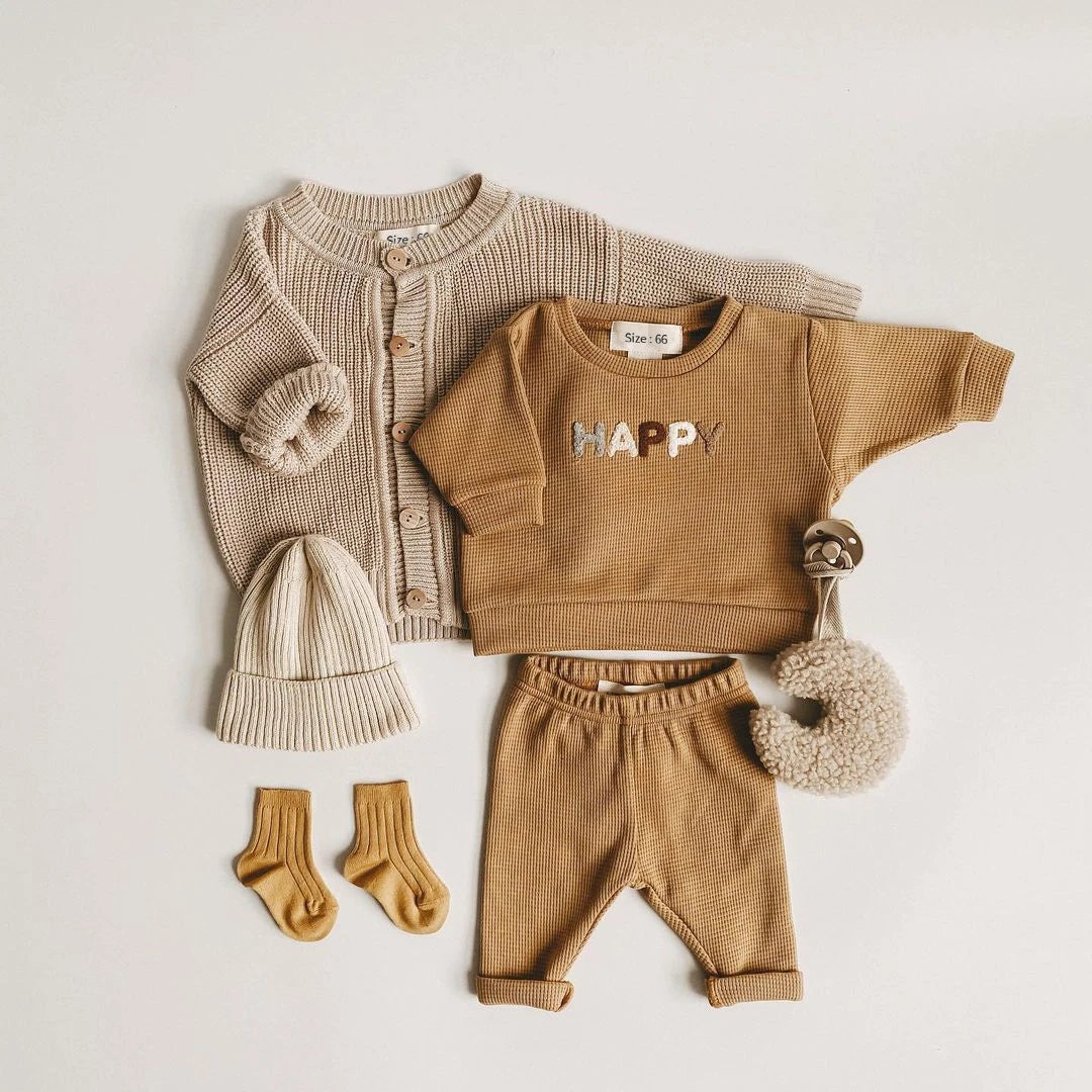 Waffle Long Sleeve Casual Set