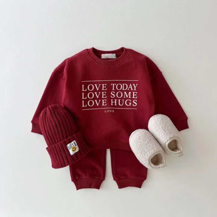 Letter Print Sweatshirt Set