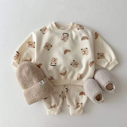 Bear Print Sweatsuit Set