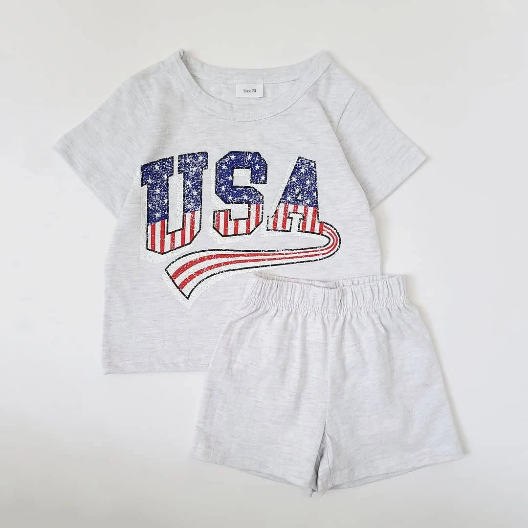 USA Print T-Shirt and Short Set