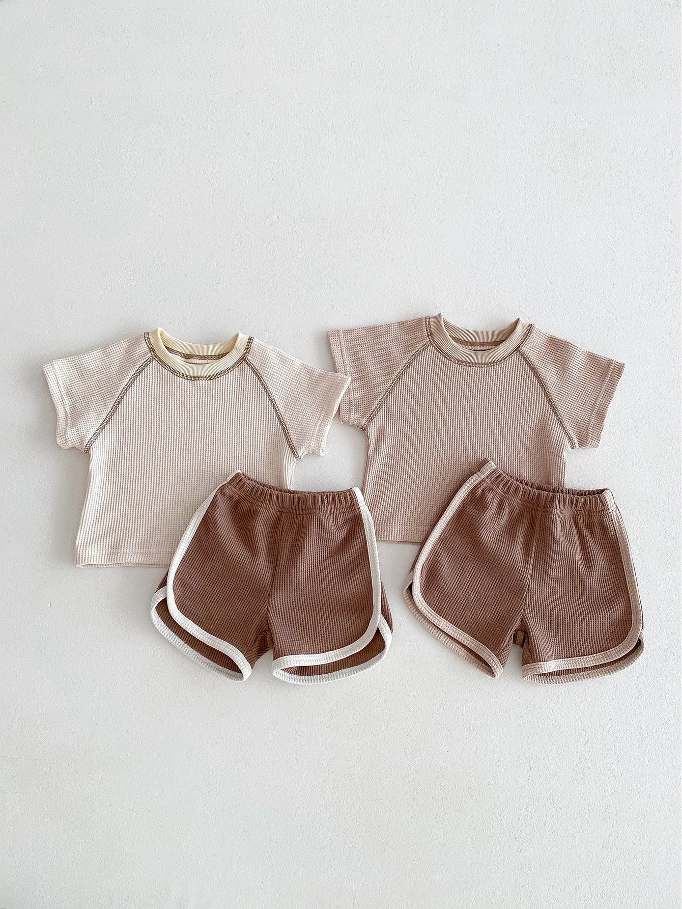 Waffle Tee And Shorts Set