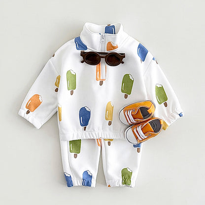 Popsicle Print Zipper Sweatsuit Set