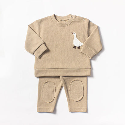 Knee Patch Sweatshirt Pant Set