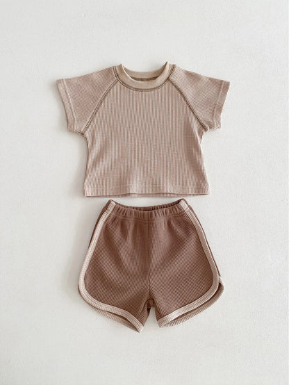 Waffle Tee And Shorts Set