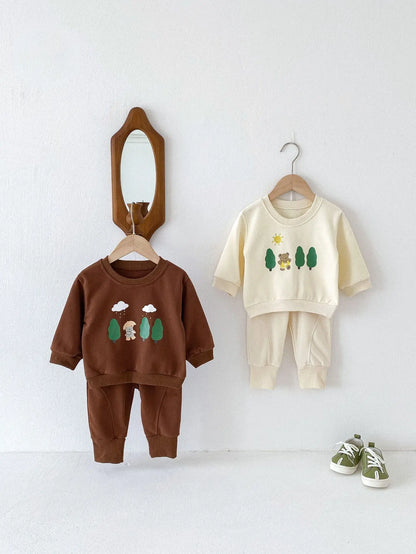 Cartoon Bear Top and Pant Set