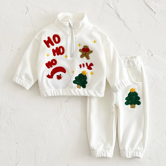 Santa Claus Embroidery Sweatsuit Set