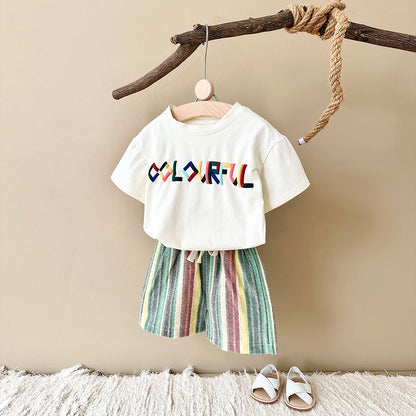 Short-sleeved T-Shirt Striped Short Outfit