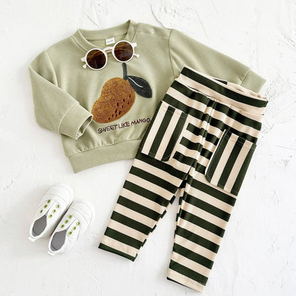 Mango Sweatshirt Striped Pant Set