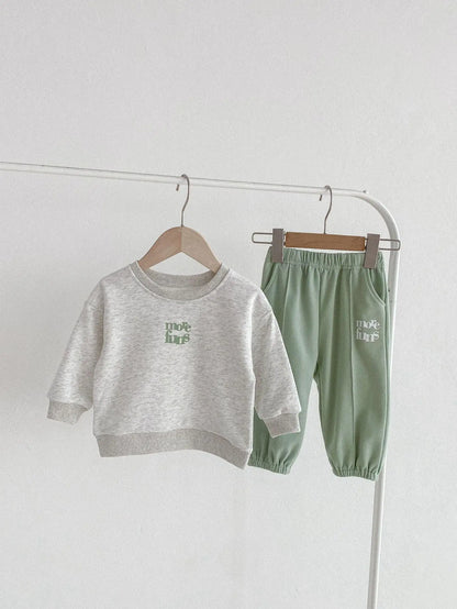 Letter Print Sweatshirt Set