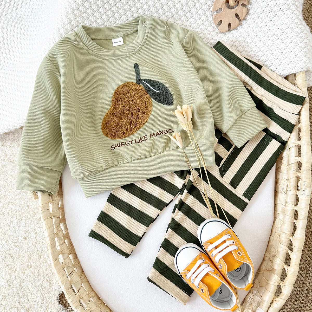 Mango Sweatshirt Striped Pant Set