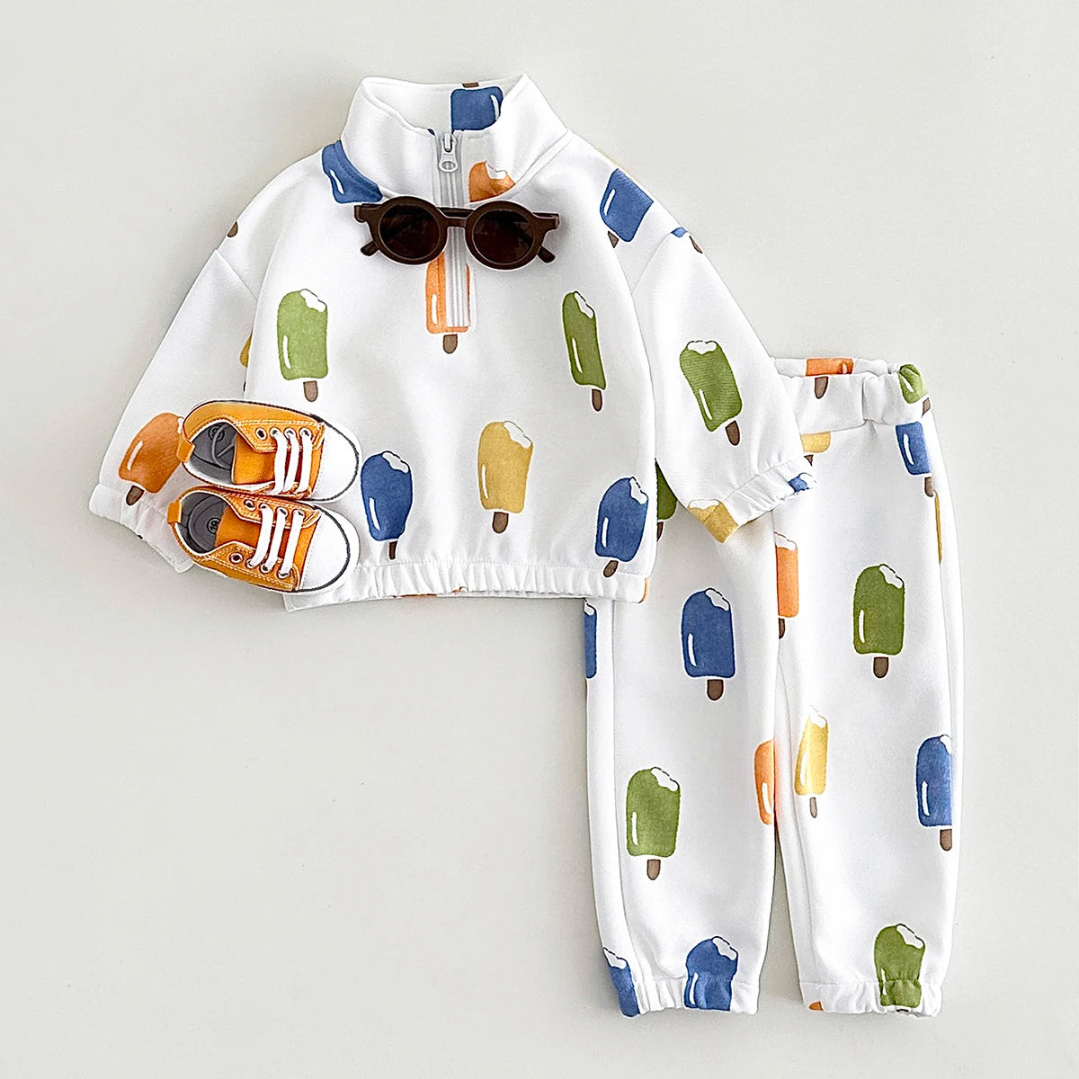 Popsicle Print Zipper Sweatsuit Set