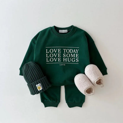 Letter Print Sweatshirt Set