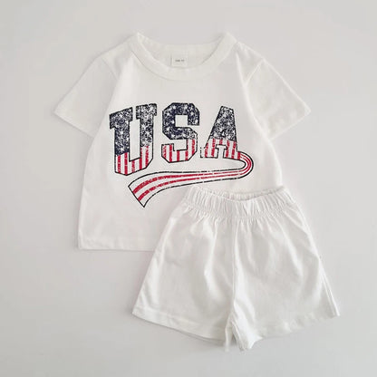 USA Print T-Shirt and Short Set