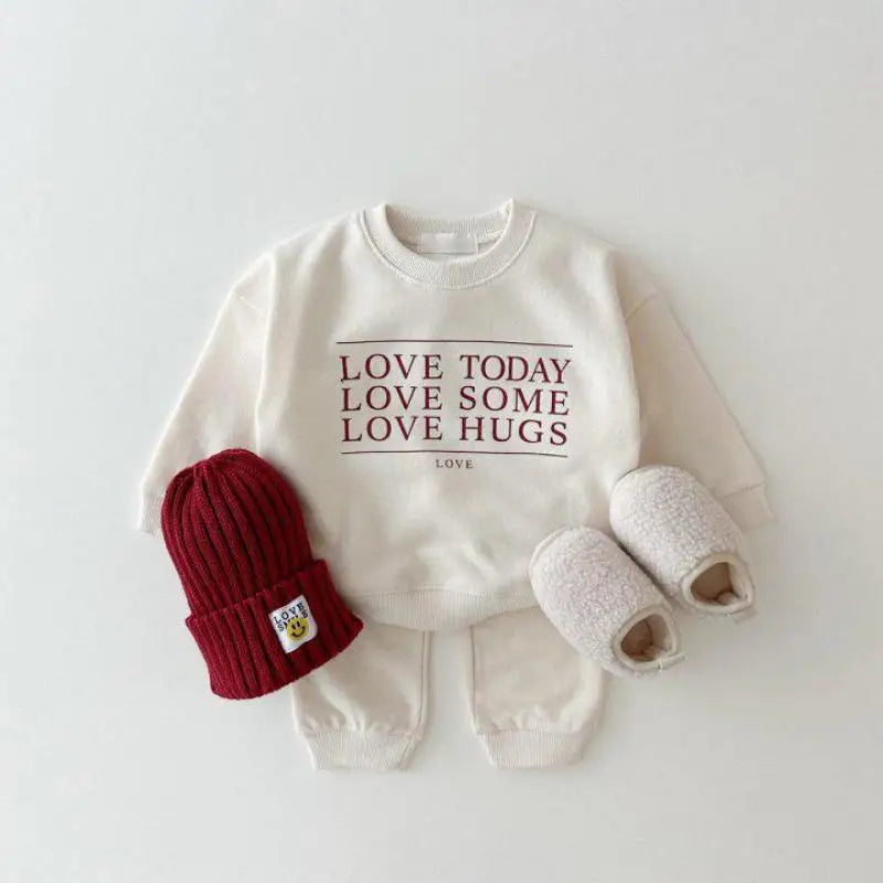 Letter Print Sweatshirt Set