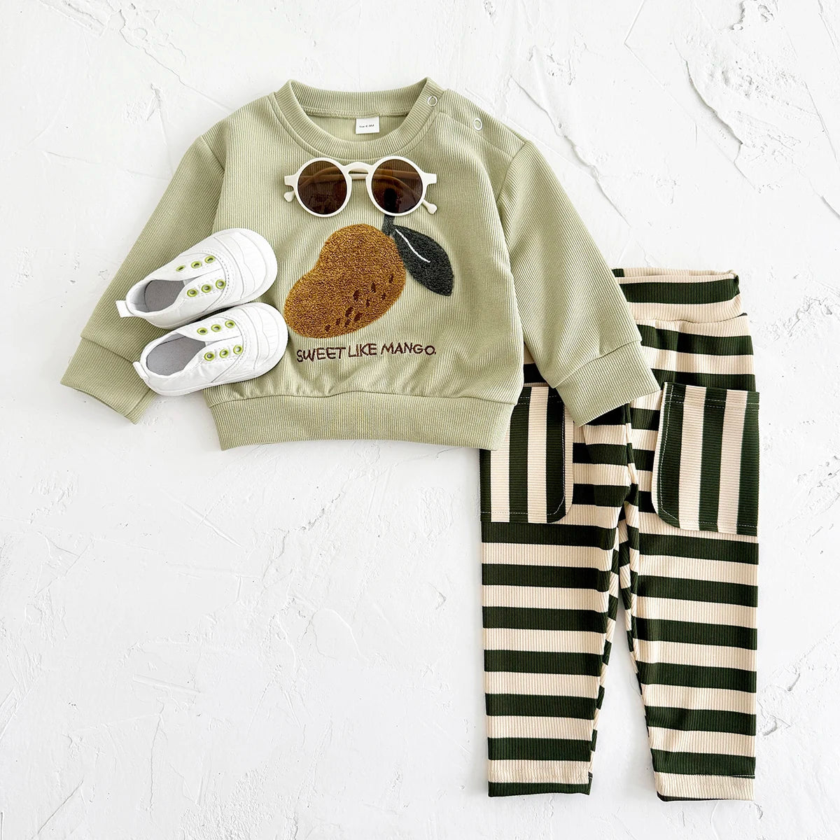 Mango Sweatshirt Striped Pant Set