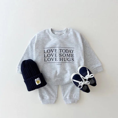 Letter Print Sweatshirt Set