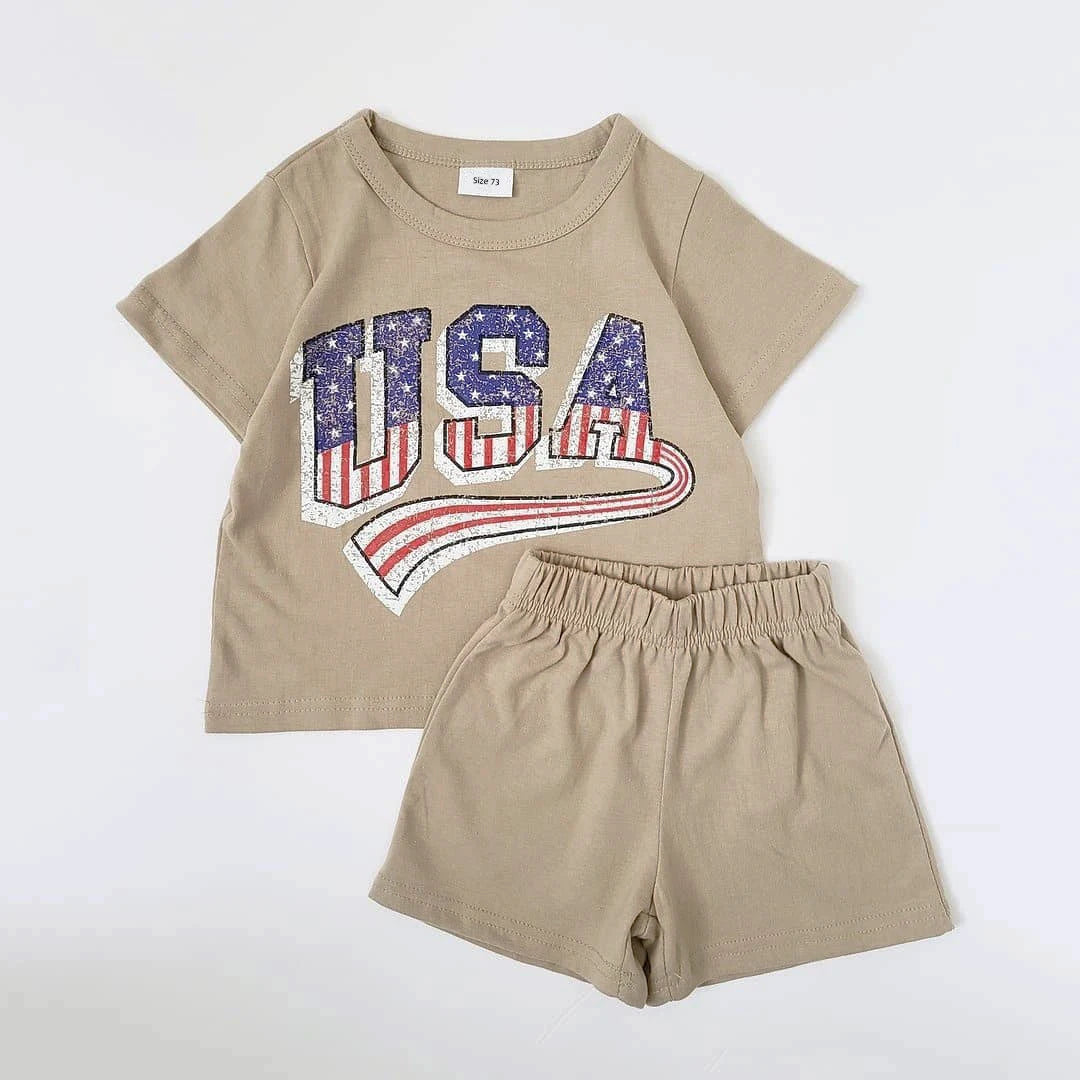 USA Print T-Shirt and Short Set