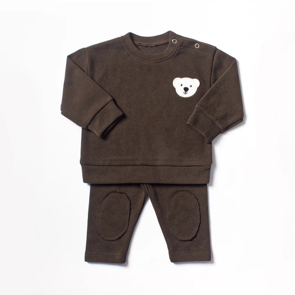 Knee Patch Sweatshirt Pant Set