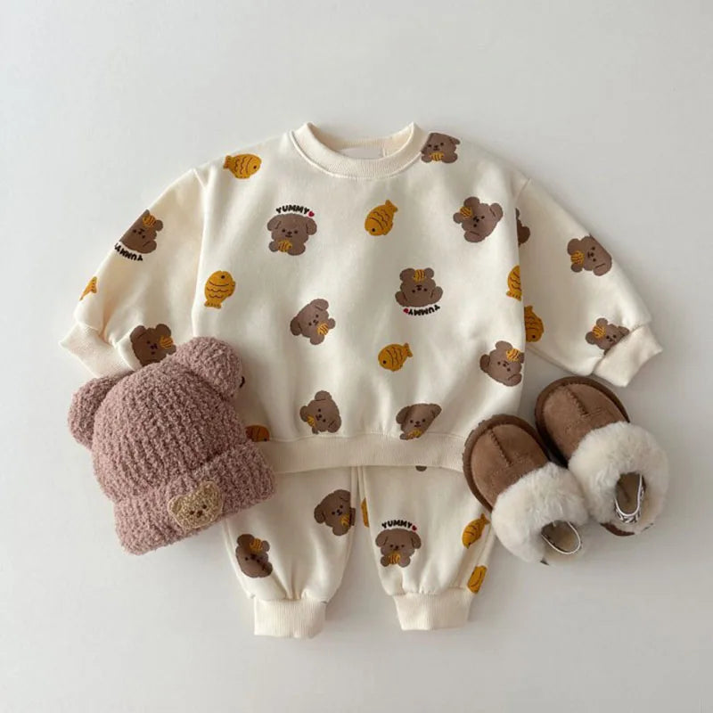 Bear Print Sweatsuit Set