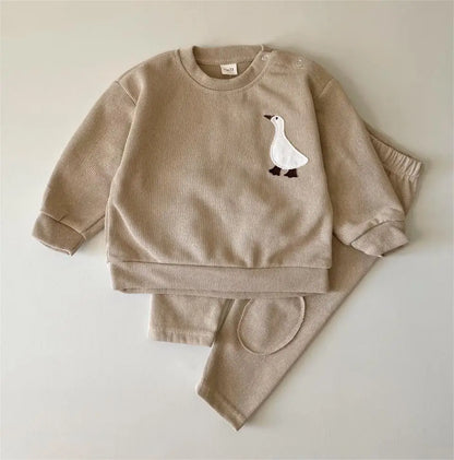 Knee Patch Sweatshirt Pant Set