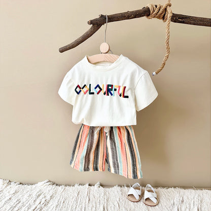 Short-sleeved T-Shirt Striped Short Outfit