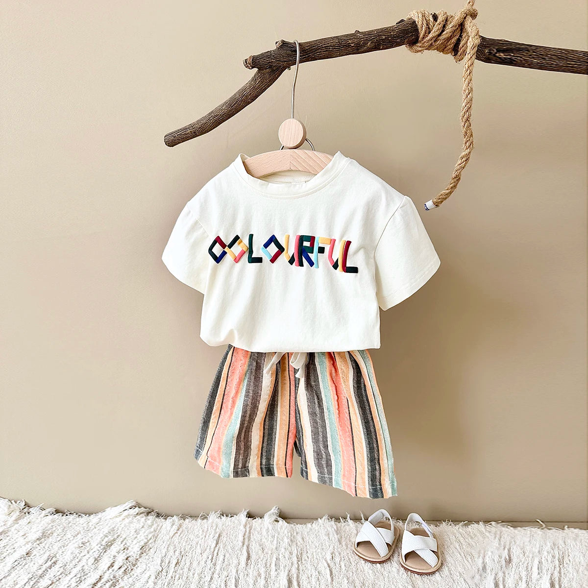 Short sleeved T-Shirt Striped Short Outfit