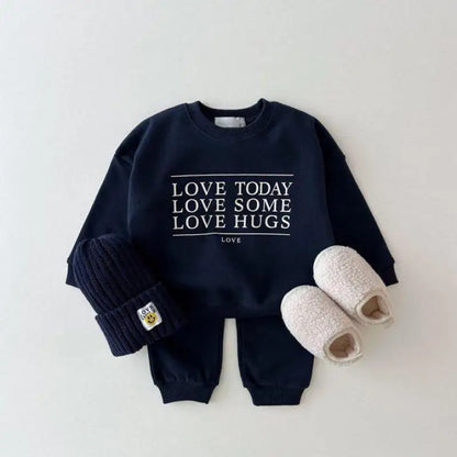 Letter Print Sweatshirt Set