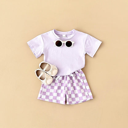 Tee and Plaid Short Set